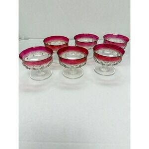 Vintage Kings Crown Thumbprint Glass Dessert Champagne Coupes Set of 6